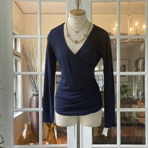 Top, Ungaro, L, Navy Blue, Timeless, V‎ neck